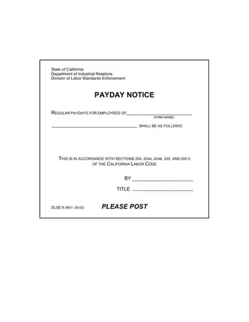 Payday Notice Form Preview