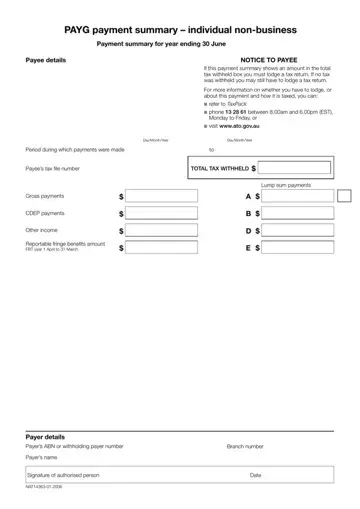 Payg Payment Summary Individual Non Business Template Form Preview
