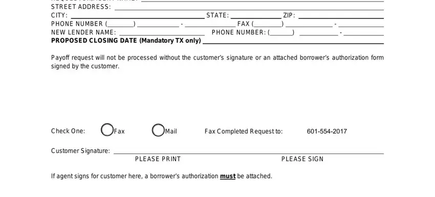 Finishing credit payoff form stage 2