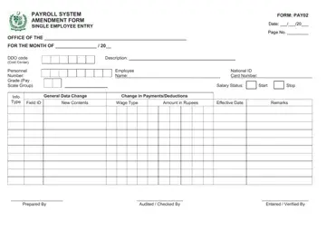 Payroll System Amendment Form Preview