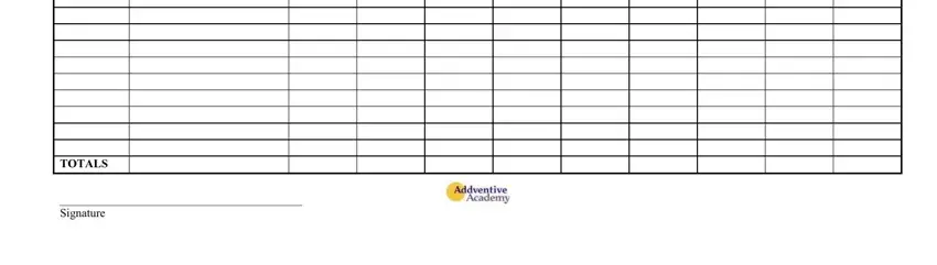 Entering details in printable spreadsheets part 2