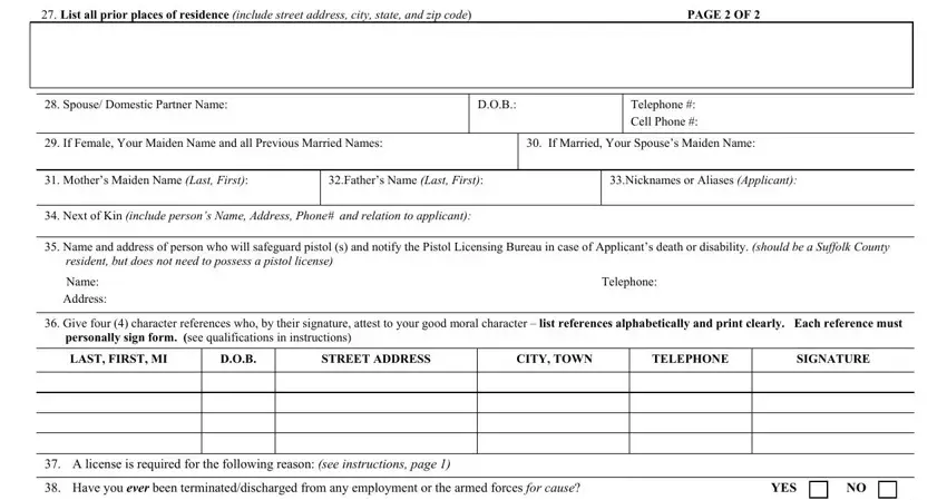 Completing suffolk county pistol permit application step 4