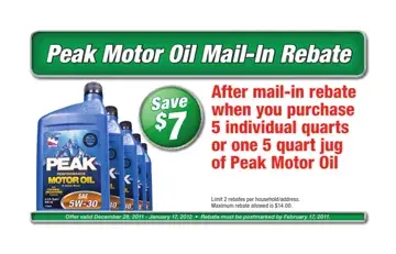 Peak Motor Oil Rebate Form Preview