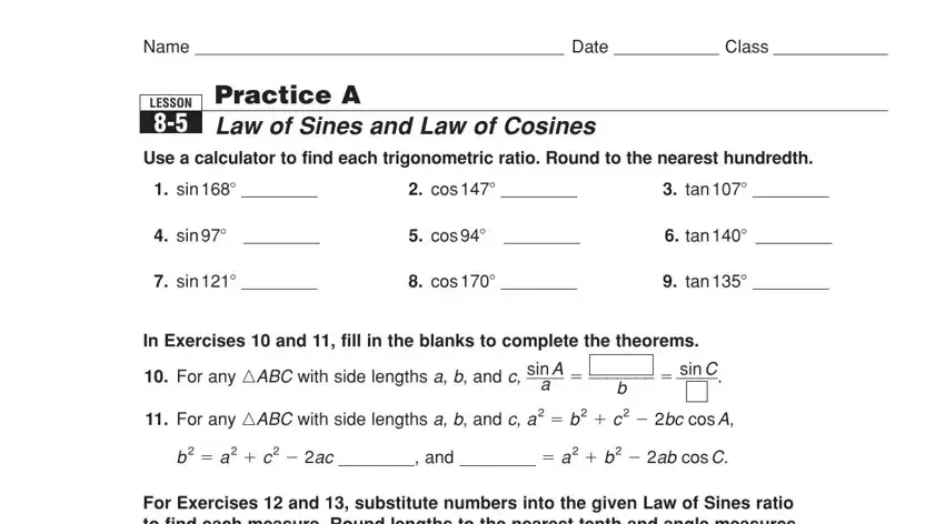 portion of empty spaces in prentice hall gold geometry 8 5 practice law of sines answers