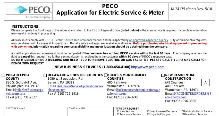 filling out peco application service part 1