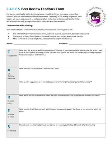 Peer Review Feedback Form Preview