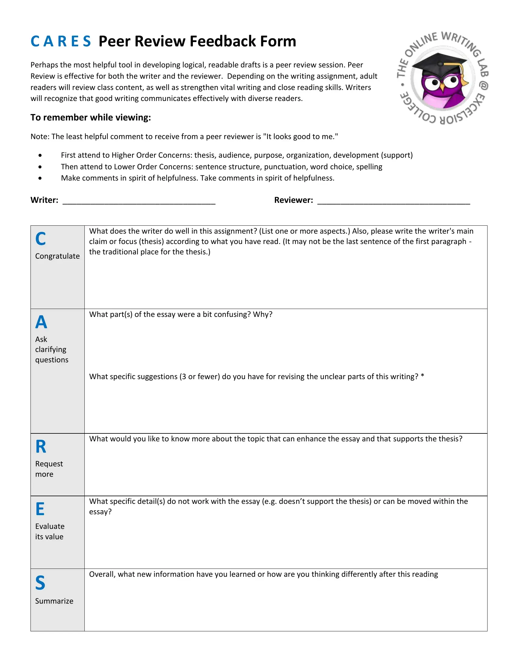 Peer Review Feedback Form ≡ Fill Out Printable PDF Forms Online