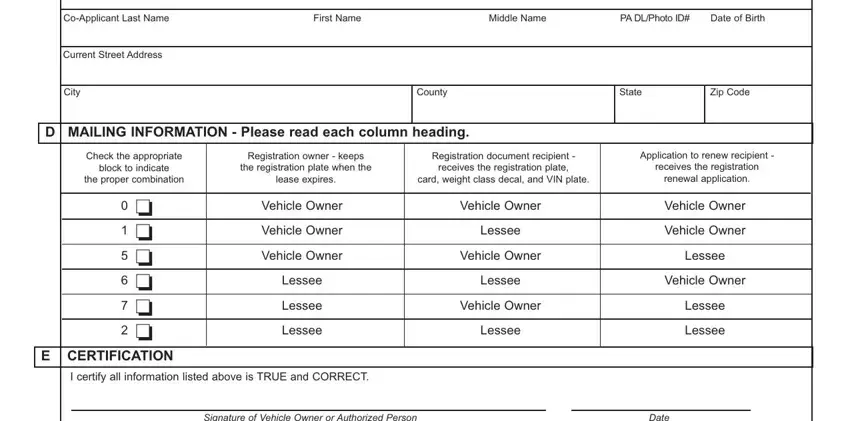 step 2 to filling out pa mv 1l