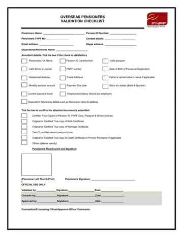Pensioners Validation Form Preview