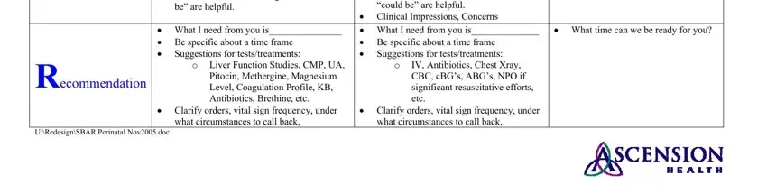 Filling out pediatric sbar step 2