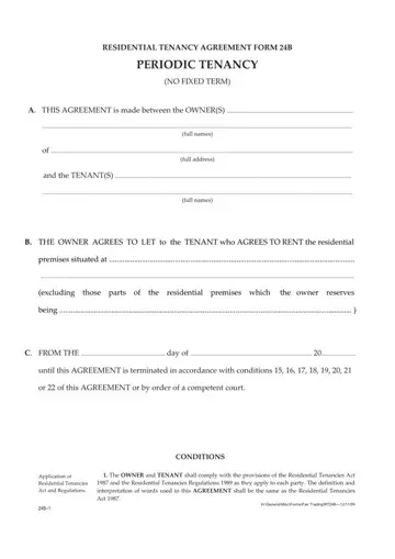 Periodic Tenancy Agreement Template Form Preview