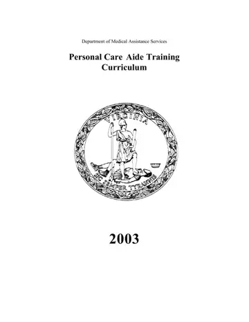 Personal Care Aide Training Curriculum Form Preview