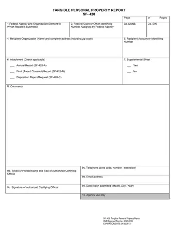 Personal Property Report Form Preview