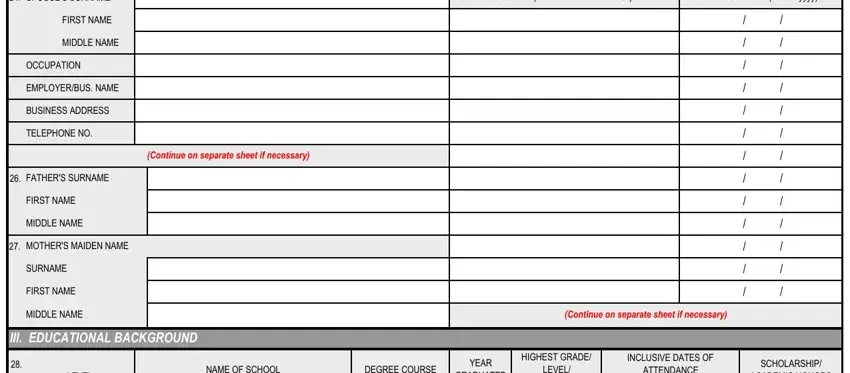 step 2 to finishing personal data sheet