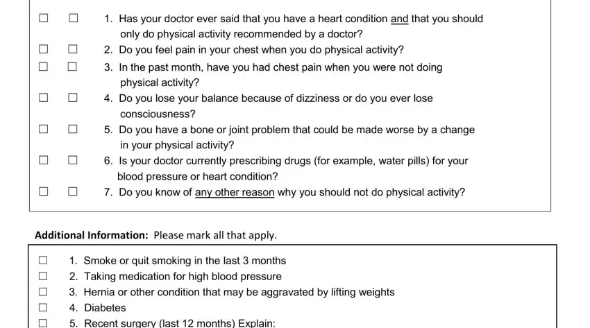 part 4 to entering details in personal training questionnaire form