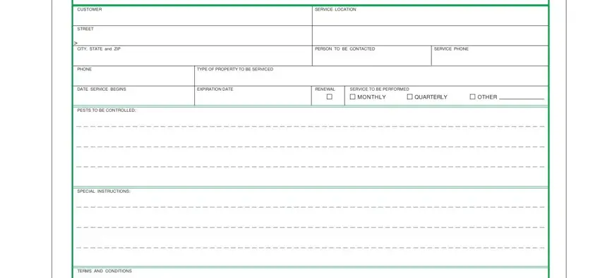 pest control agreement fields to fill in