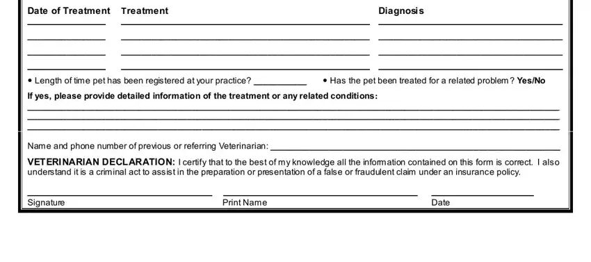 Completing pet healthcare plan claim form step 2