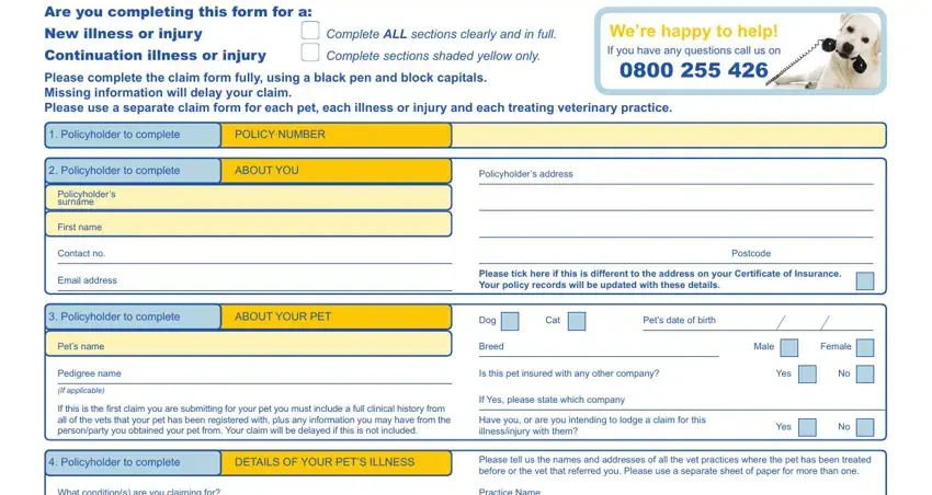step 1 to completing pet plan claim form to print