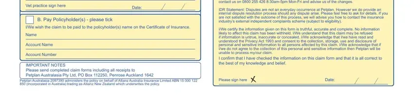 stage 3 to completing pet plan claim form to print