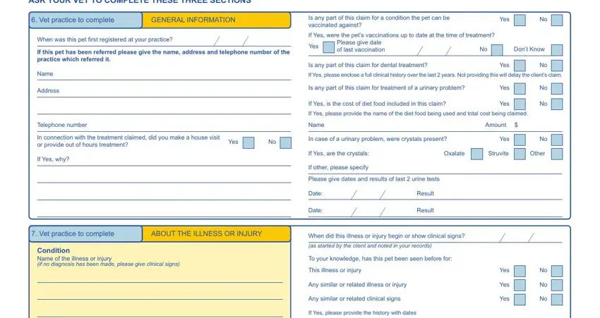 Entering details in pet plan claim form to print step 4