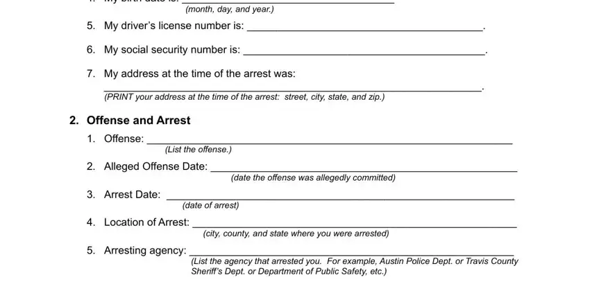 Filling in expunction petition part 2