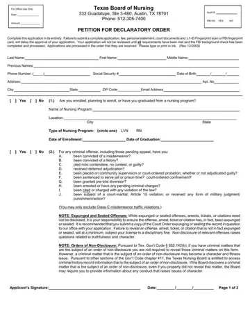 Petition For Declaratory Order Form Preview
