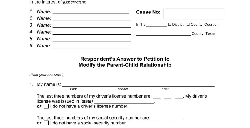 child support modification letter gaps to fill out