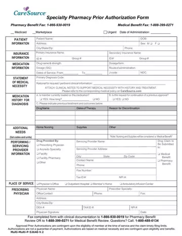 Pharmacy Prior Authorization Form Preview