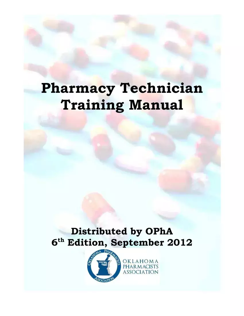Pharmacy Technician Training Manual first page preview