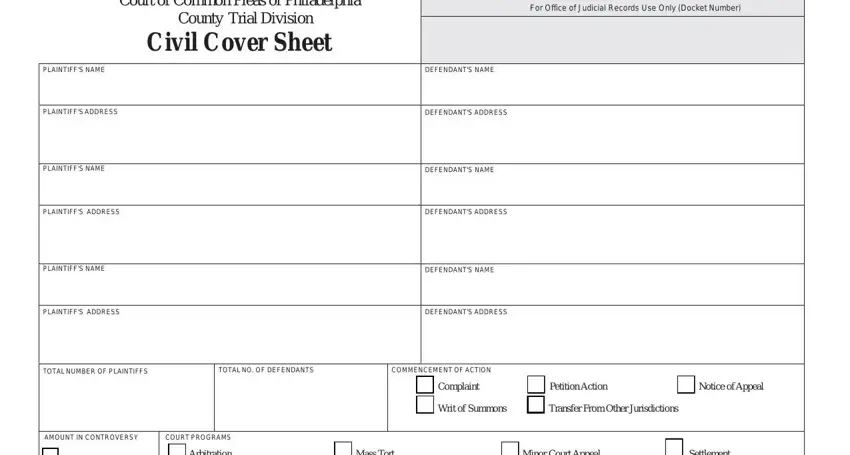 civil form court philadelphia empty fields to fill out