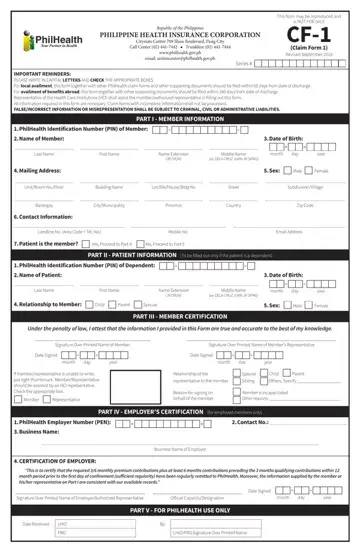 Philhealth Cf1 Form Preview