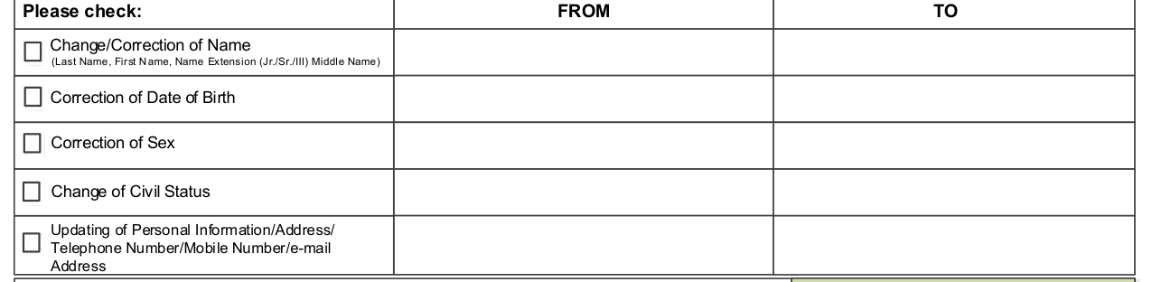 PhilHealth Member Registration Form (PMRF) example filled out, updating or amendment