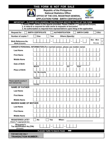 Philippines Birth Certificate Form Preview
