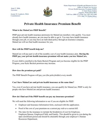 PHIP Program Maine Form Preview