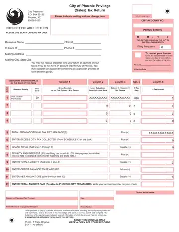 Phoenix Az Sales Tax Form Preview
