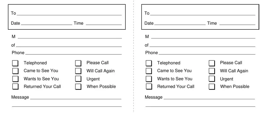 entering details in phone messages template step 1
