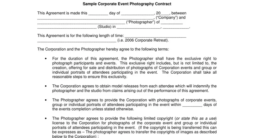 corporate event contract gaps to complete