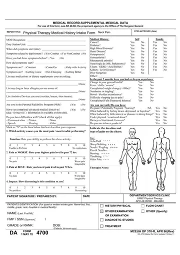 Physical Therapy Intake Form Preview