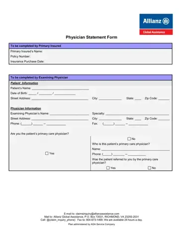 Physician Statement Form Preview