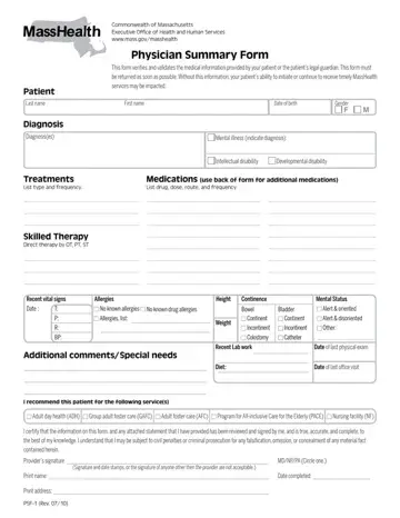 Physician Summary Form Preview