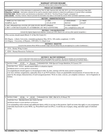 Picture Of Warrant Officer Cv Form Preview