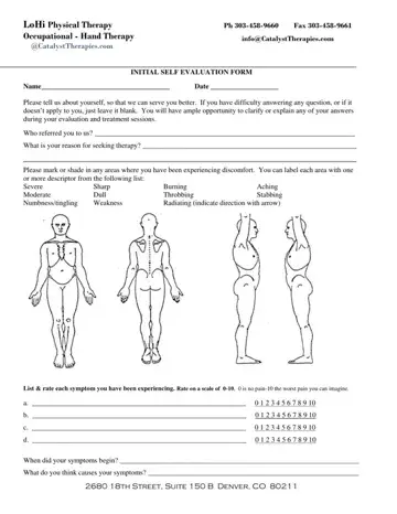 Pictures Of A Physical Therapist Evaluation Form Preview