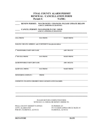 Pinal County Alarm Permit Form Preview