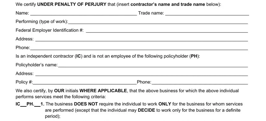step 1 to filling in colorado workers comp waiver form