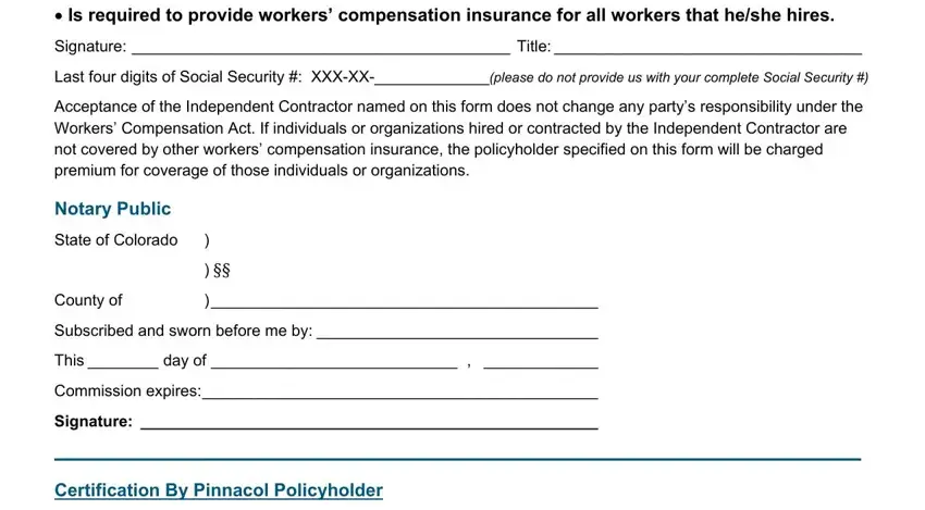 step 2 to completing colorado workers comp waiver form