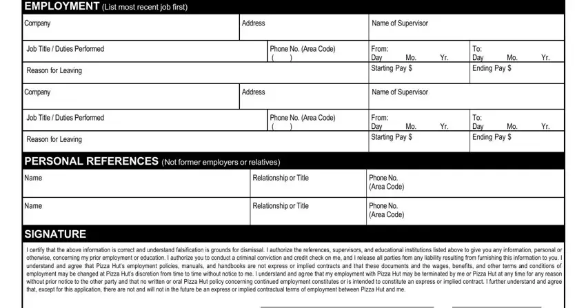 stage 2 to filling out pizza hut jobs application form online