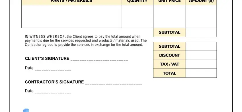 Filling out how to write up a plumbing contract part 2