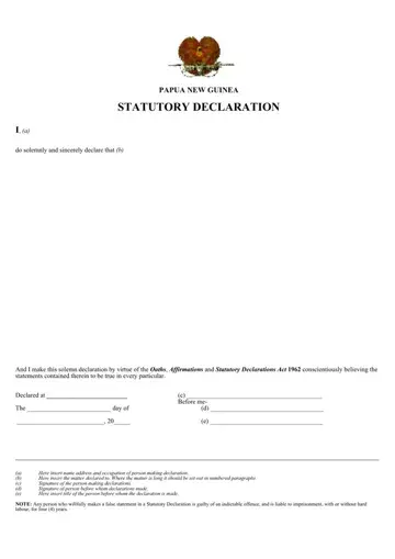 Png Declaration Form Preview