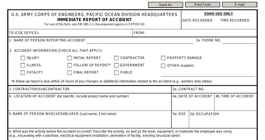 form 265 e empty spaces to consider