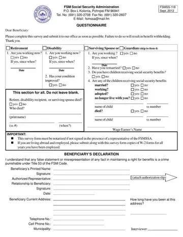Pohnpei Social Security Form Preview